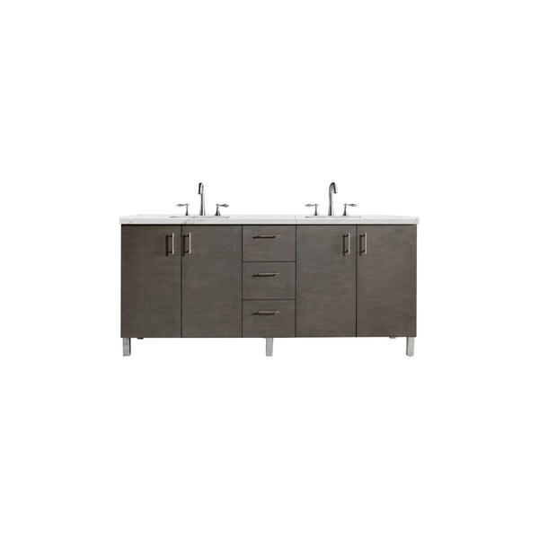 James Martin Vanities Metropolitan 72in Double Vanity, Silver Oak w/ 3 CM Ethereal Noctis Quartz Top 850-V72-SOK-3ENC - main